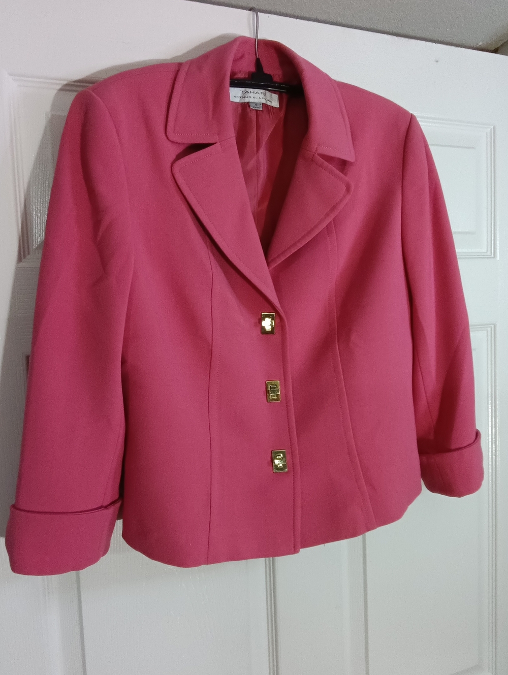 Tahari Pink Blazer with silver Buttons